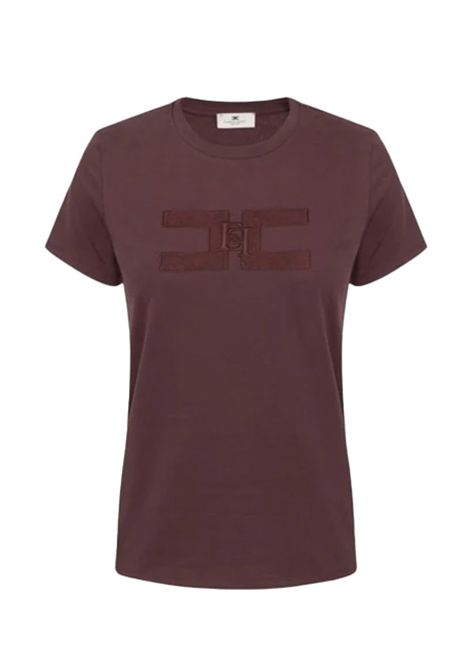 T-shirt ELISABETTA FRANCHI donna MA00756 Bordeaux maniche corte cotone slim logo ELISABETTA FRANCHI | T-shirt | MA00756EA4